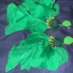 Elegant Green Floral Earrings